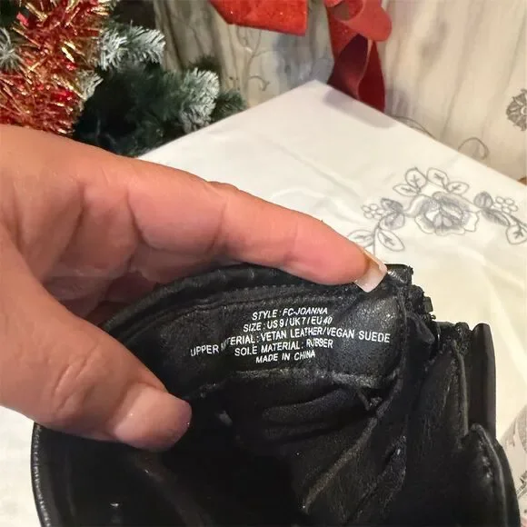 French connection  Women's Black Chunky Platform Boots Size 9 Lace & Buckle - Picture 5 of 12